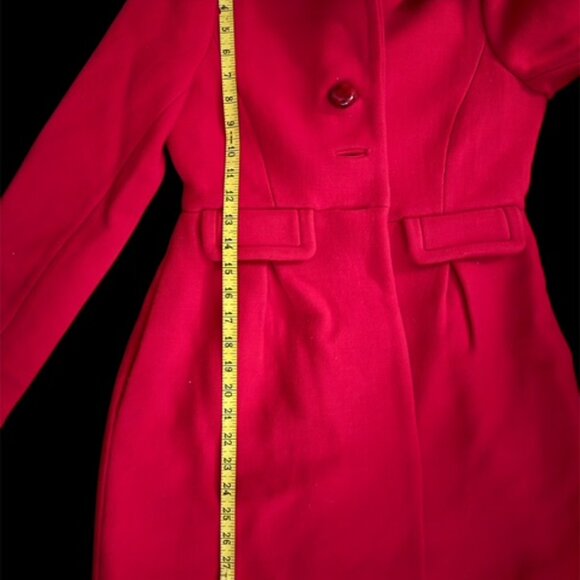 Gorgeous Kate Spade Red Wool Coat Faux Leopard Fur Collar Size 0 !!! - Picture 7 of 9